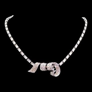 Vintage Signed Boucher Rhinestone Twist Necklace, Numbered 6244